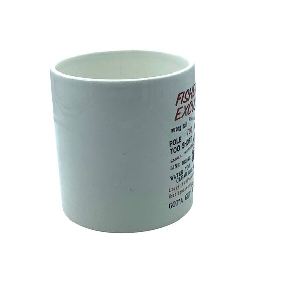 Vtg Fishermans Excuse Mug White Ceramic 11 oz Coffee Cup 3.5” Humor Novelty - Picture 5 of 7